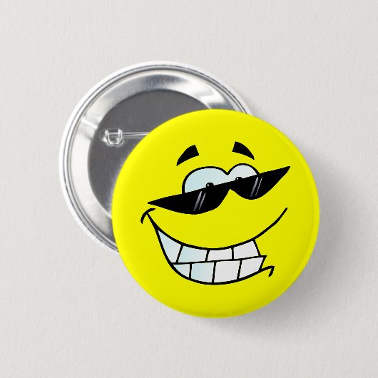 Lächelndes Gesicht in Sonnenbrille Button (Vorne & Hinten)