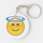 Lächelndes Gesicht mit Halo Emoji Schlüsselanhänger (Rückseite)