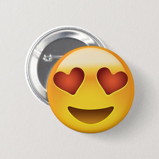 Lächelndes Gesicht mit Herz-geformten Augen Emoji Button (Vorne & Hinten)