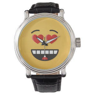Lächelndes Gesicht mit herzförmigen Augen Armbanduhr