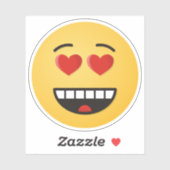 Lächelndes Gesicht mit herzförmigen Augen Aufkleber (Blatt)