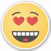 Lächelndes Gesicht mit herzförmigen Augen Aufkleber (Vorderseite)