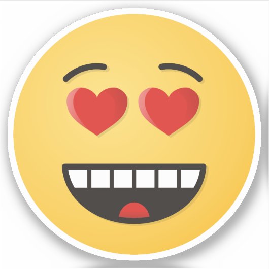 Lächelndes Gesicht mit herzförmigen Augen Aufkleber (Vorderseite)
