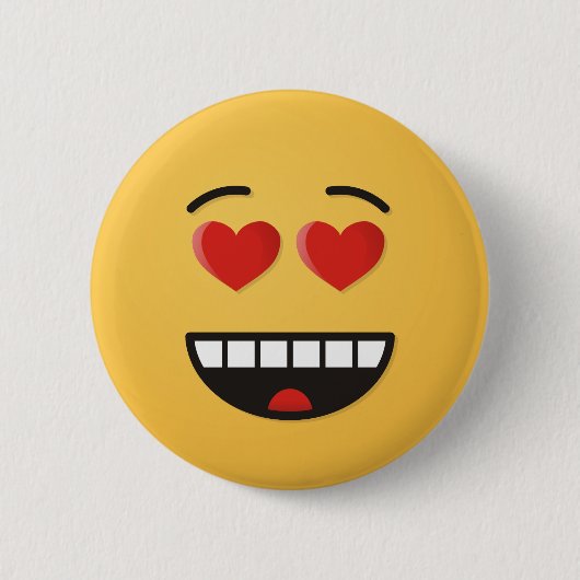 Lächelndes Gesicht mit herzförmigen Augen Button (Vorderseite)