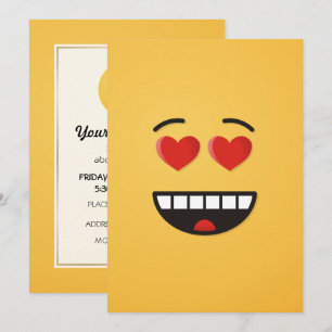 Lächelndes Gesicht mit herzförmigen Augen Einladung