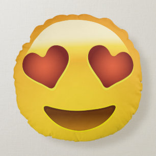 Lächelndes Gesicht mit herzförmigen Augen Emoji Rundes Kissen