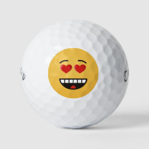 Lächelndes Gesicht mit herzförmigen Augen Golfball