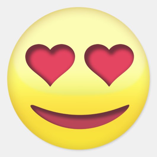 Lächelndes Gesicht mit herzförmigen Augen lustige  Runder Aufkleber (Vorderseite)