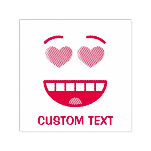 Lächelndes Gesicht mit herzförmigen Augen Permastempel (Design)