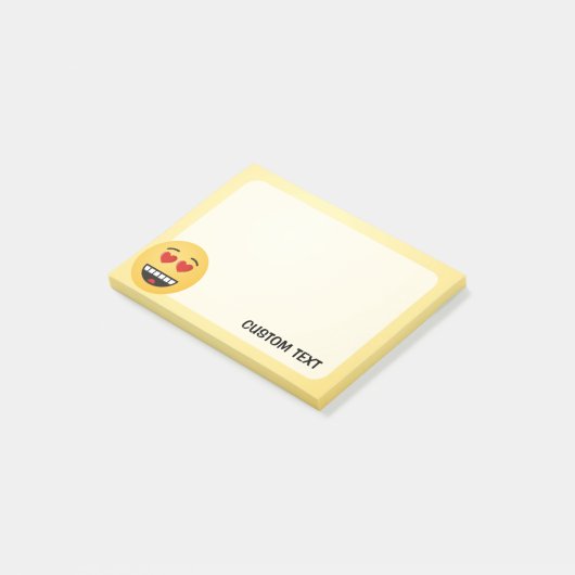 Lächelndes Gesicht mit herzförmigen Augen Post-it Klebezettel (angewinkelt)