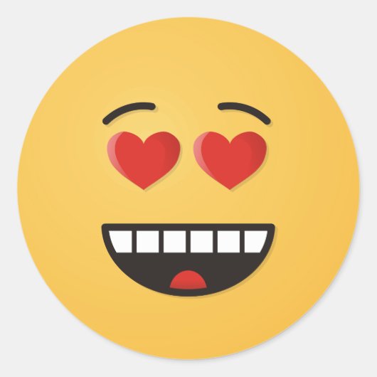 Lächelndes Gesicht mit herzförmigen Augen Runder Aufkleber (Vorderseite)