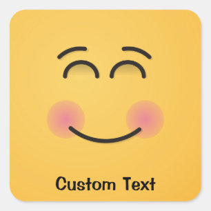 Lächelndes Gesicht mit lächelndem Augeneckenaufkle Quadratischer Aufkleber