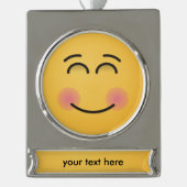 Lächelndes Gesicht mit lächelnden Augen Banner-Ornament Silber (Vorderseite)