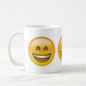 Lächelndes Gesicht mit offenem Mund u. lächelnde Kaffeetasse (Links)