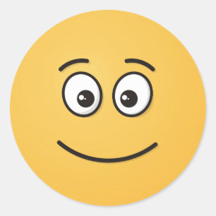 Lächelndes Gesicht mit offenen Augen Runder Aufkleber