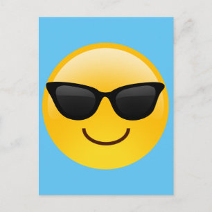 Lächelndes Gesicht mit Sonnenbrille Coole Emoji Postkarte