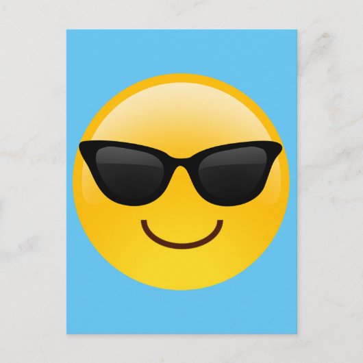 Lächelndes Gesicht mit Sonnenbrille Coole Emoji Postkarte (Vorderseite)