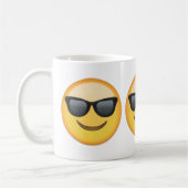 Lächelndes Gesicht mit Sonnenbrille Emoji Kaffeetasse (Links)