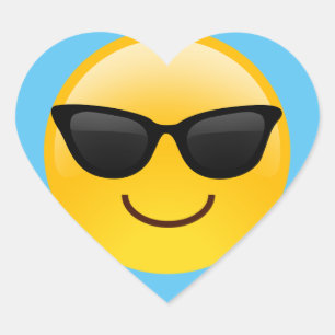 Lächelndes Gesicht mit Sonnenbrillen cooles Emoji Herz-Aufkleber