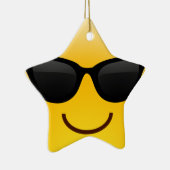 Lächelndes Gesicht mit Sonnenbrillen cooles Emoji Keramikornament (Rechts)