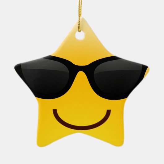 Lächelndes Gesicht mit Sonnenbrillen cooles Emoji Keramikornament (Vorne)