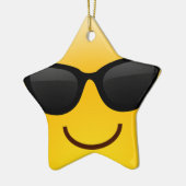 Lächelndes Gesicht mit Sonnenbrillen cooles Emoji Keramikornament (Links)