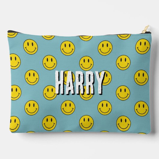 Lächelndes Gesichtsmuster - Niedliches gelbes Läch Zubehörtasche (Rückseite)