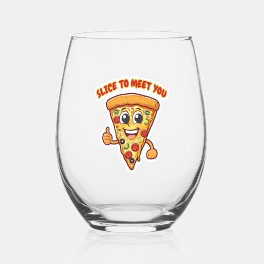 Lächelndes Glas mit Pizza. (Vorderseite)