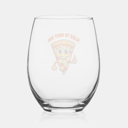 Lächelndes Glas mit Pizza. (Rückseite)