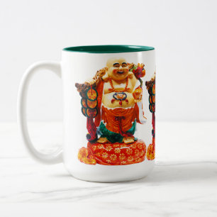 Lächelndes Glück Buddha Zweifarbige Tasse