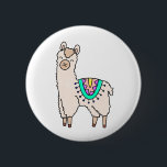 Lächelndes glückliches Alpaka-Cartoon zeichnend Ti Button<br><div class="desc">Llamas sind in diesen Tagen,  und dieses niedlich lächelnde Lama wird bald Ihr Herz gewinnen!</div>