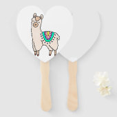 Lächelndes glückliches Alpaka-Cartoon zeichnend Ti Fächer (Vorne und Hinten)