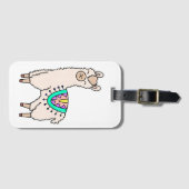 Lächelndes glückliches Alpaka-Cartoon zeichnend Ti Gepäckanhänger (Vorderseite (Horizontal))