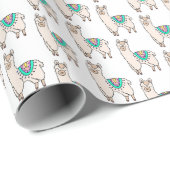 Lächelndes glückliches Alpaka-Cartoon zeichnend Ti Geschenkpapier (Rolleneckpunkt)