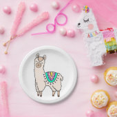 Lächelndes glückliches Alpaka-Cartoon zeichnend Ti Pappteller (Party)