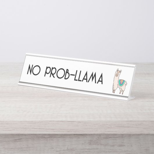 Lächelndes glückliches Alpaka-Cartoon zeichnend Ti Schreibtischnamensplakette (Vorderseite )