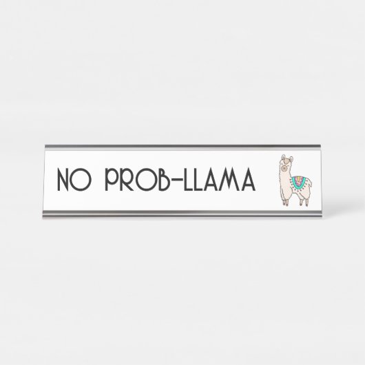 Lächelndes glückliches Alpaka-Cartoon zeichnend Ti Schreibtischnamensplakette (Vorderseite )