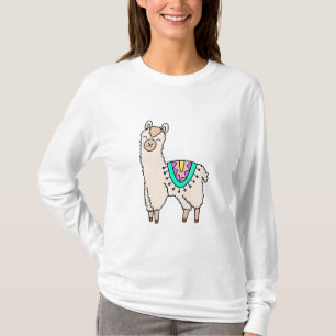 Lächelndes glückliches Alpaka-Cartoon zeichnend Ti T-Shirt