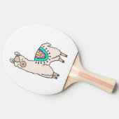 Lächelndes glückliches Alpaka-Cartoon zeichnend Ti Tischtennis Schläger (Seitenansicht)