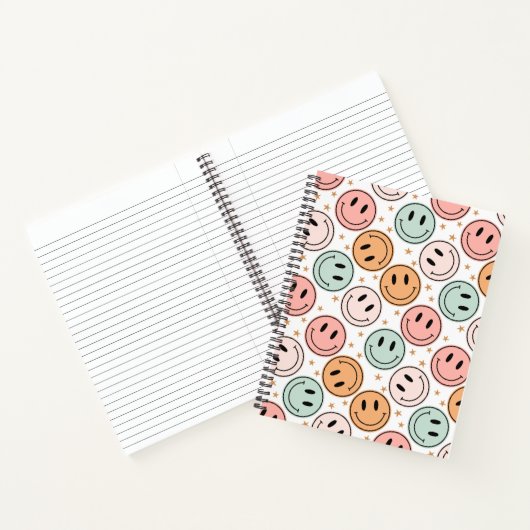 Lächelndes glückliches Gesicht Spiral Notebook Notizblock (Innenseite)