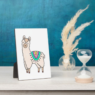 lächelndes glückliches Lama Alpaka Cartoon Tier Ze Fotoplatte