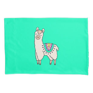 lächelndes glückliches Lama Alpaka Cartoon Tier Ze Kissenbezug