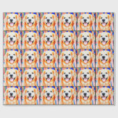 Lächelndes golden retriever-Aquarell-Porträt Geschenkpapier (Flach)