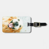 Lächelndes golden retriever im Aquarell Gepäckanhänger (Vorderseite horizontal)