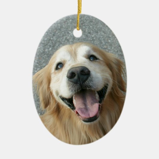 Lächelndes golden retriever keramik ornament (Vorne)