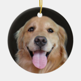 Lächelndes golden retriever-Weihnachten Keramik Ornament