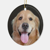 Lächelndes golden retriever-Weihnachten Keramik Ornament (Links)