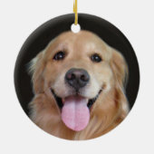 Lächelndes golden retriever-Weihnachten Keramik Ornament (Hinten)