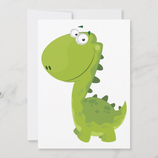 Lächelndes grünes Dino Einladung (Vorderseite)
