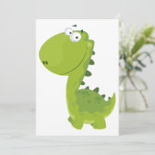 Lächelndes grünes Dino Einladung (Stehend Vorderseite)